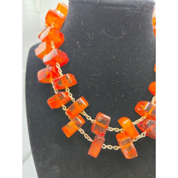 Vintage 35" Hand-Cut Natural Amber Necklace 1930s Slab Beads Statement Piece - Picture 2 of 11